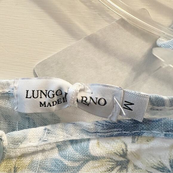 Lungo L’arno MEDIUM 100% Linen Sleeveless Midi Dress Floral A-Line Pockets NWT - Picture 7 of 12